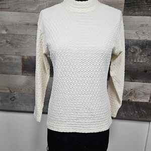 Pacific Line Chic Cream Women's Textured Turtleneck Sweater